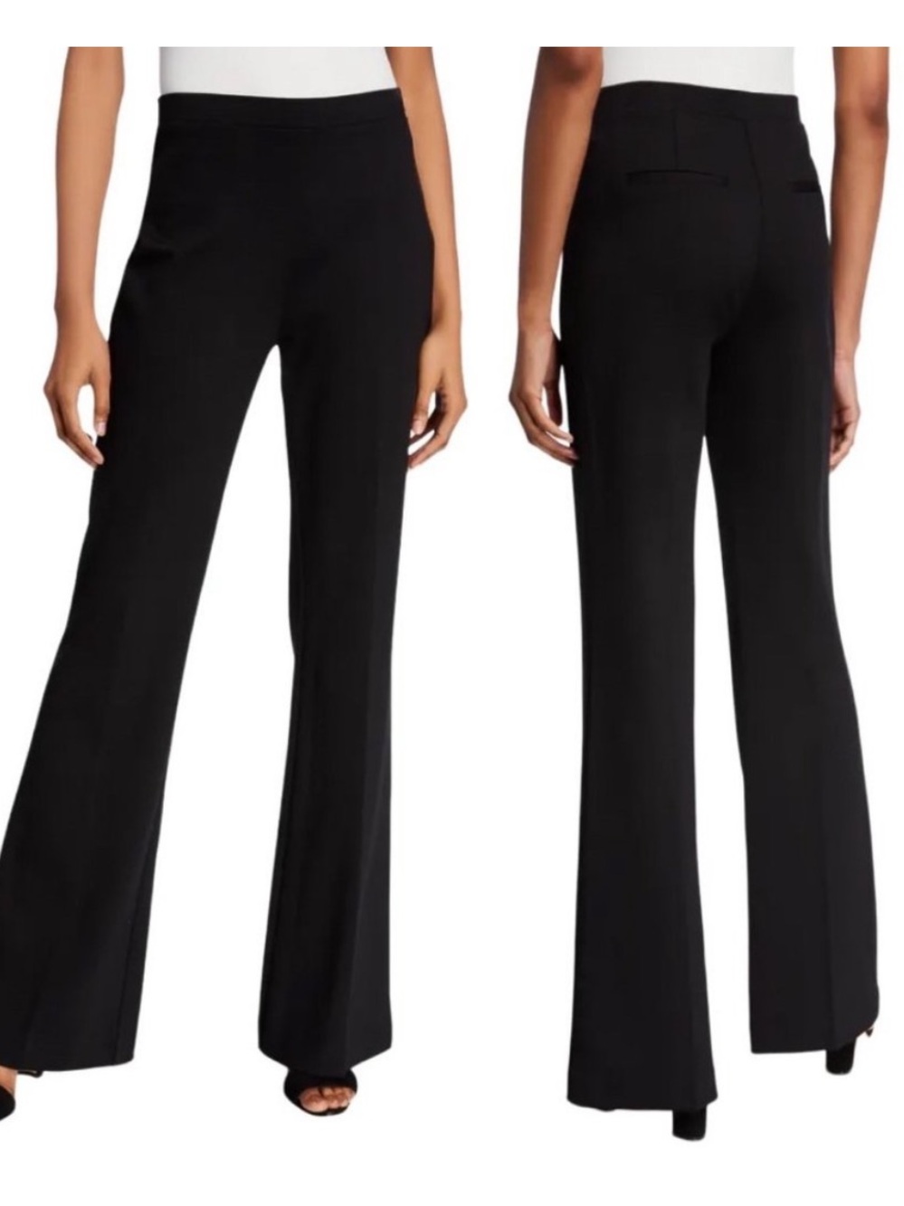 Kobi Halperin Meghan Minimalist Black Flare  Pants Pull On Size S 33”Ins EUC